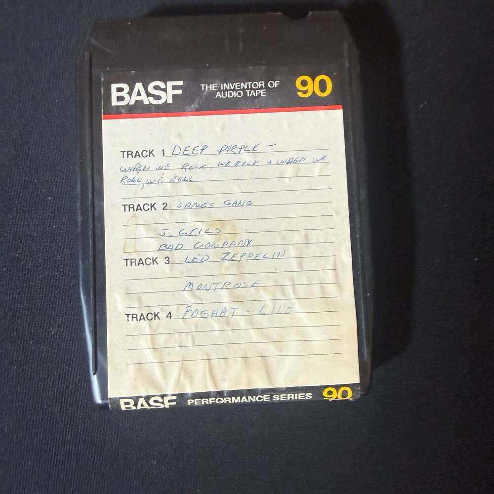 Vintage BASF 90 Performance Series 8-Track Tape - Mixed Rock Compilation